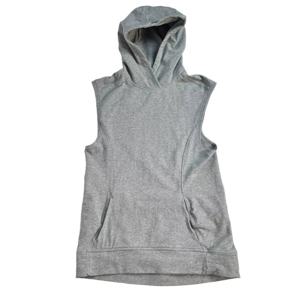 Lululemon Womens Light Gray Pocket Sleeveless Running Pullover Hoodie Size 4